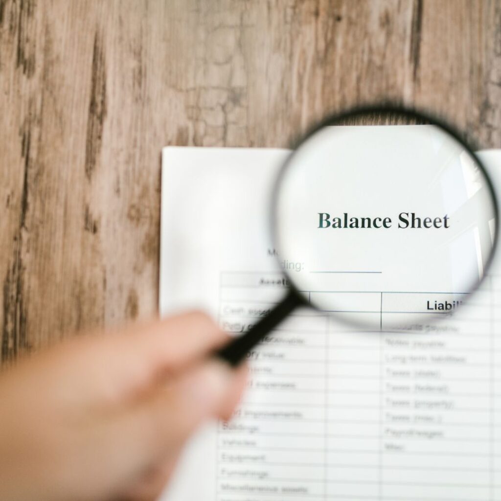 Ledger balance sheet.
